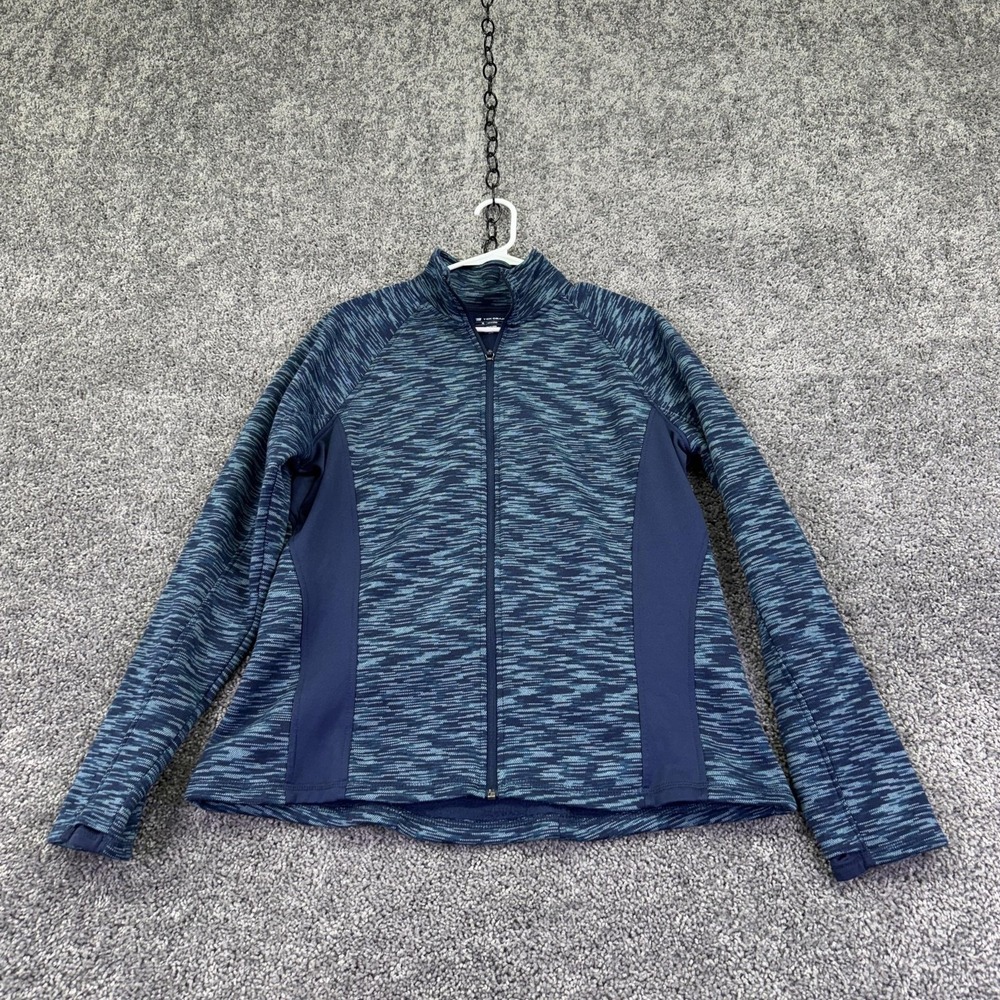 Tek Gear Jacket Womens XL Blue Fleece Full Zip Lined Athletic Running Casual